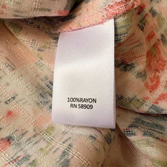 Allison Daley Womens VNeck Blouse 2XL Tie Front Cuffs 3/4 Sleeve IKAT Peach NWT - Picture 9 of 10